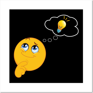 Thinking emoji thought bubble idea lightbulb Posters and Art